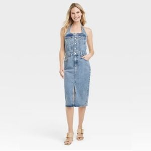 Universal Thread Denim Halter Midi Dress Size 10